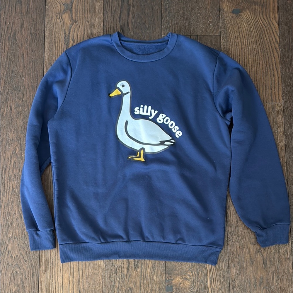 SHEIN Silly Goose Graphic Navy Sweater